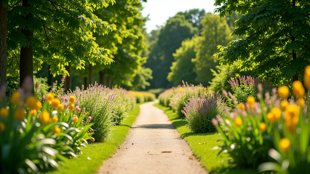 Salaspils Botaniskais dārzs, dārzā ceļi, ziedu dobe, ūdens avots, skaista vide